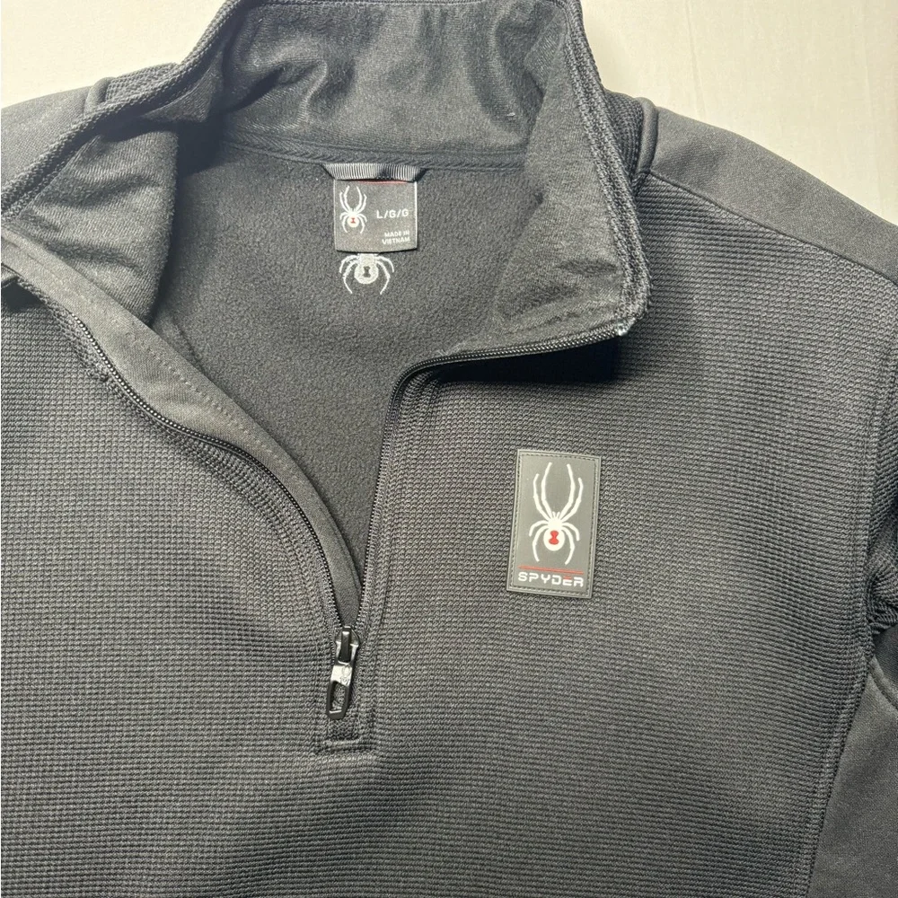 Spyder Ski Snowboard Outdoors 1/4 Zip Fleece Mens‎ Large Black Pullover